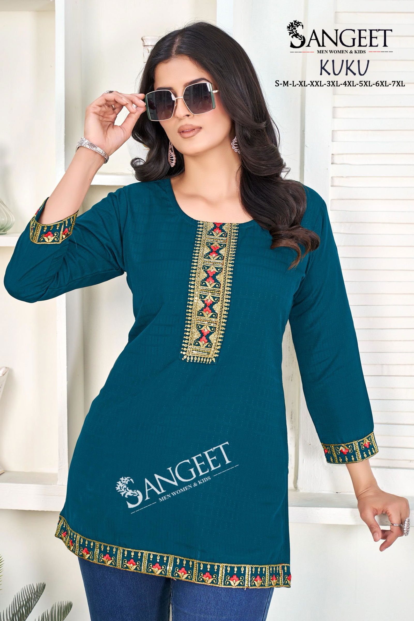 Kuku By Sangeet Heavy Rayon Multi Embroidery Kurti Suppliers In India
